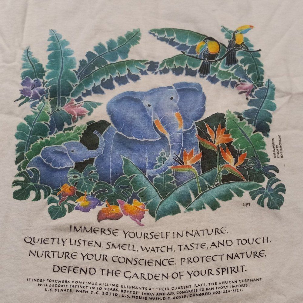 Vintage 1987 Jim MorrisElephants graphic Single Stitched T-shirt